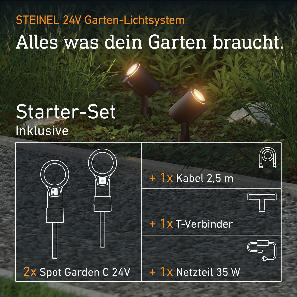 AUSSENLEUCHTE 24v Garten Lichtsystem 11,8/36,9/6,9 cm  - Anthrazit, Trend, Metall (11,8/36,9/6,9cm) - Steinel