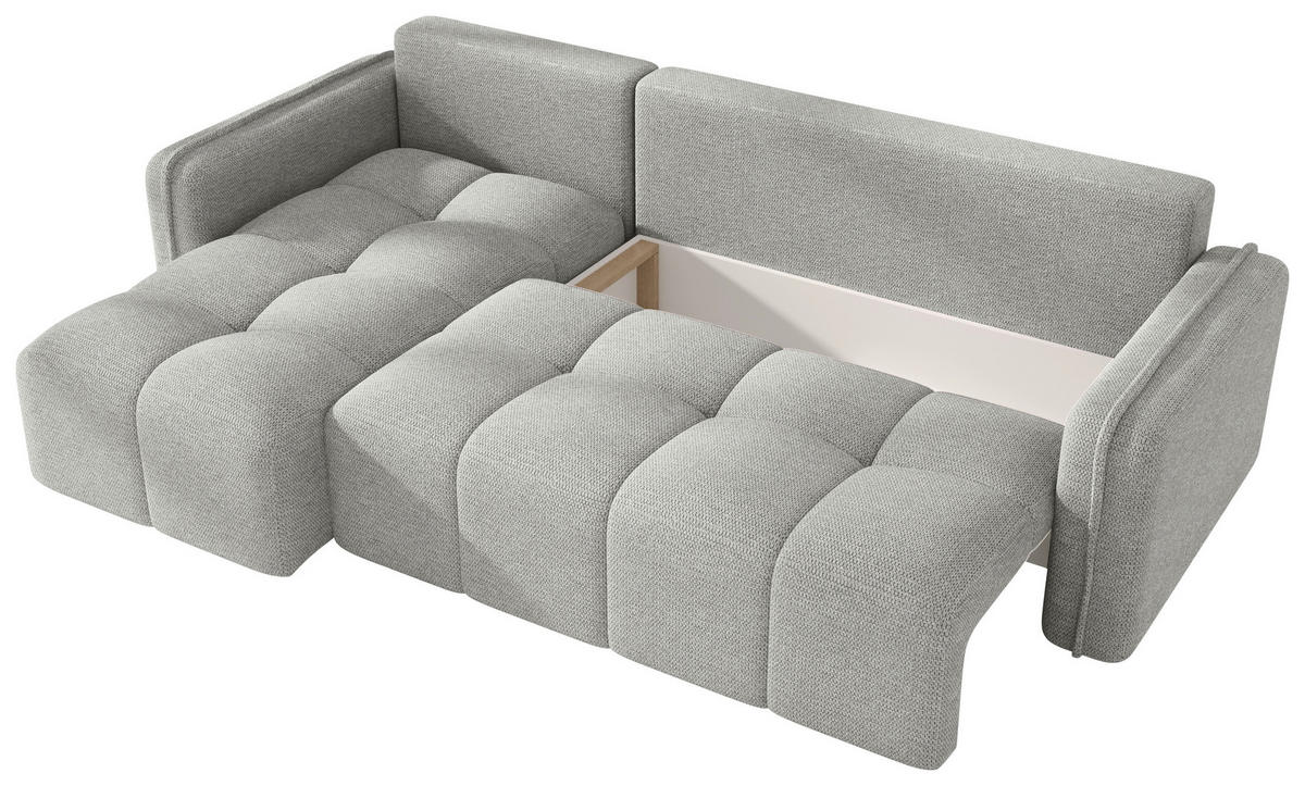 ECKSOFA  in Flachgewebe Hellgrau  - Hellgrau/Schwarz, MODERN, Kunststoff/Textil (142/240cm) - Carryhome