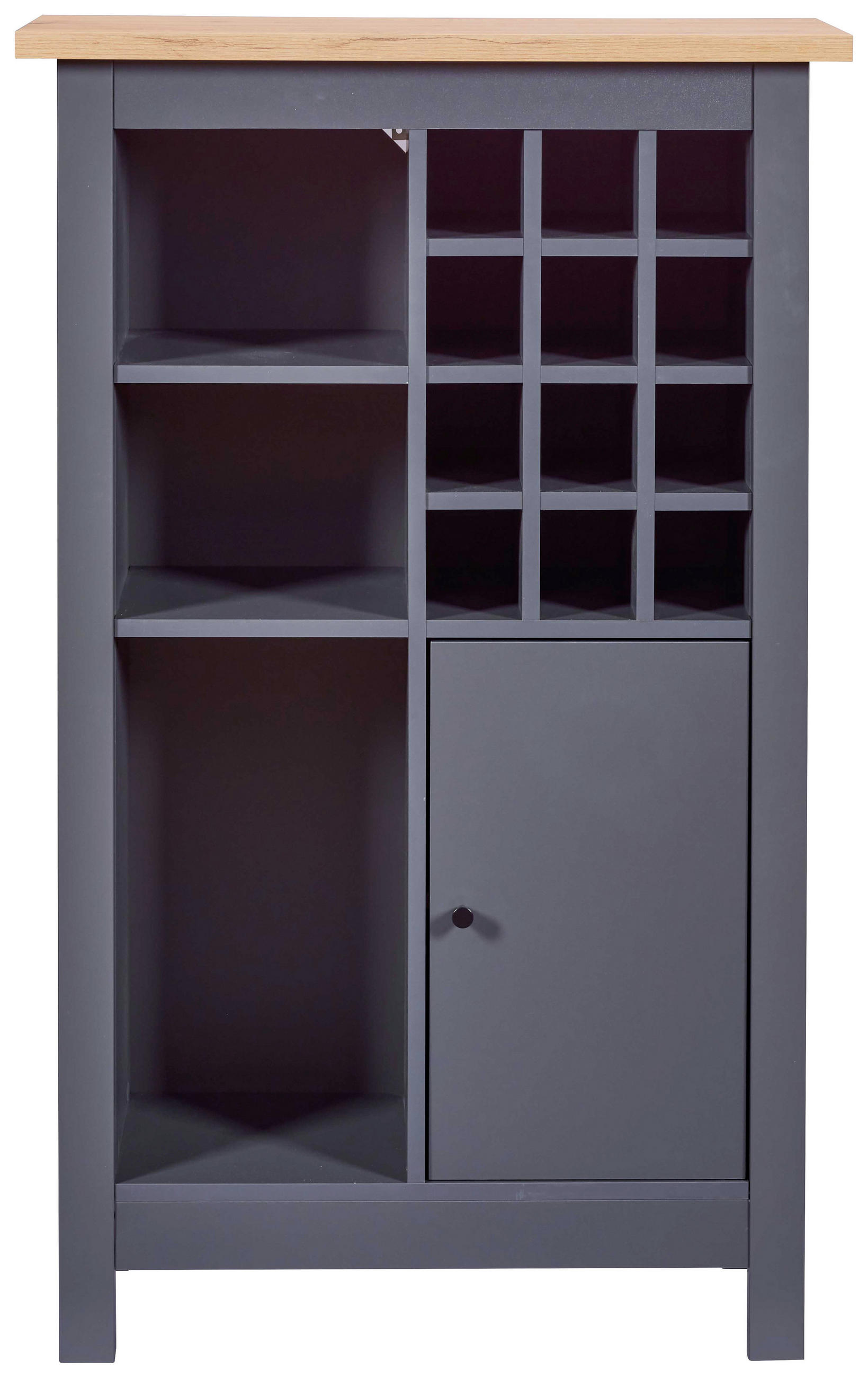 WEINSCHRANK 77/124/33 cm  - Anthrazit/Schwarz, Design, Holzwerkstoff/Metall (77/124/33cm) - Livetastic