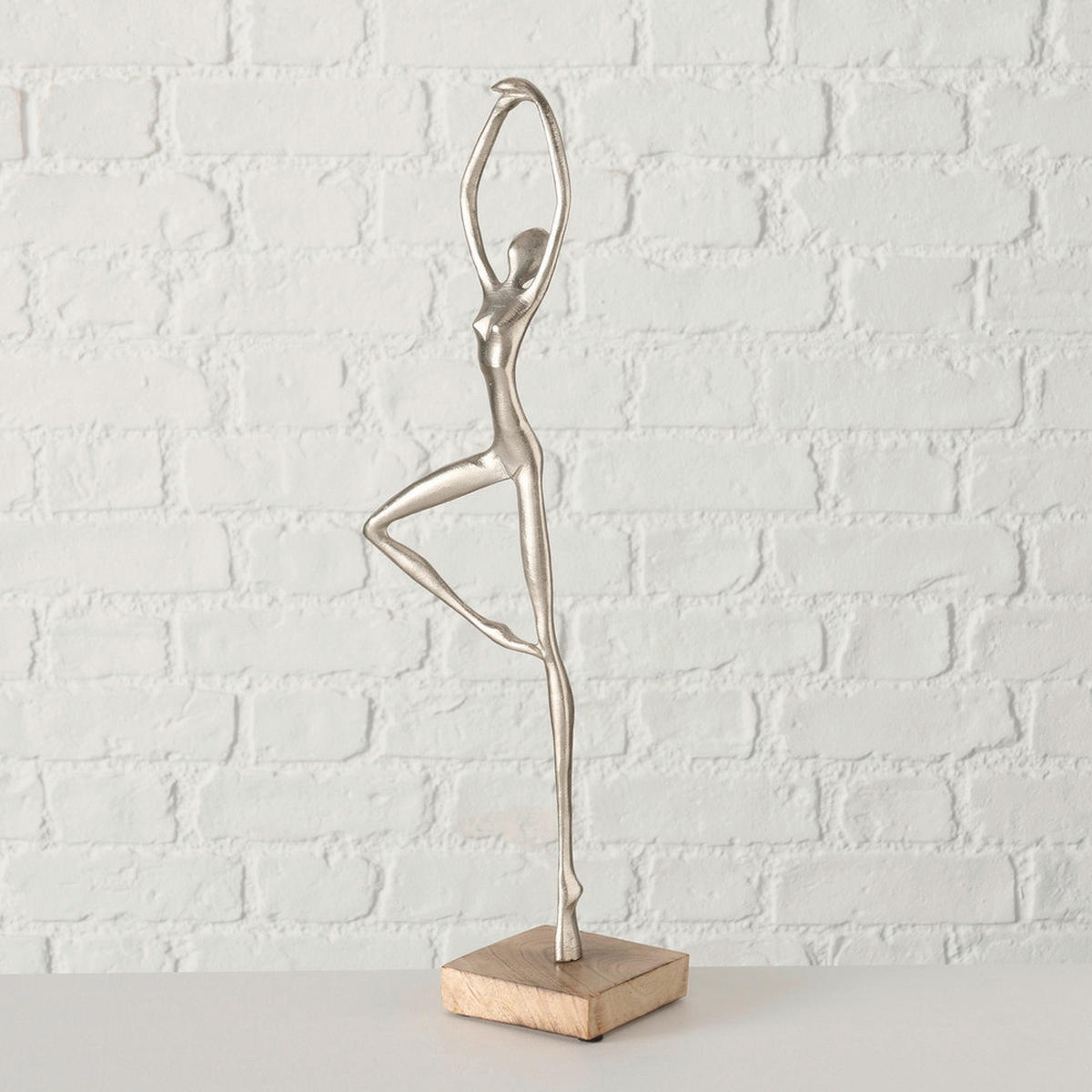 SKULPTUR - silver/naturfärgad, Basics, metall/trä (10/10/52cm)