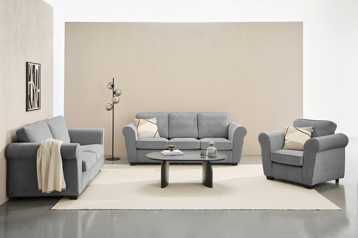 2,5-SITZER Chenille Grau  - Schwarz/Grau, KONVENTIONELL, Kunststoff/Textil (196/88/86cm) - Carryhome