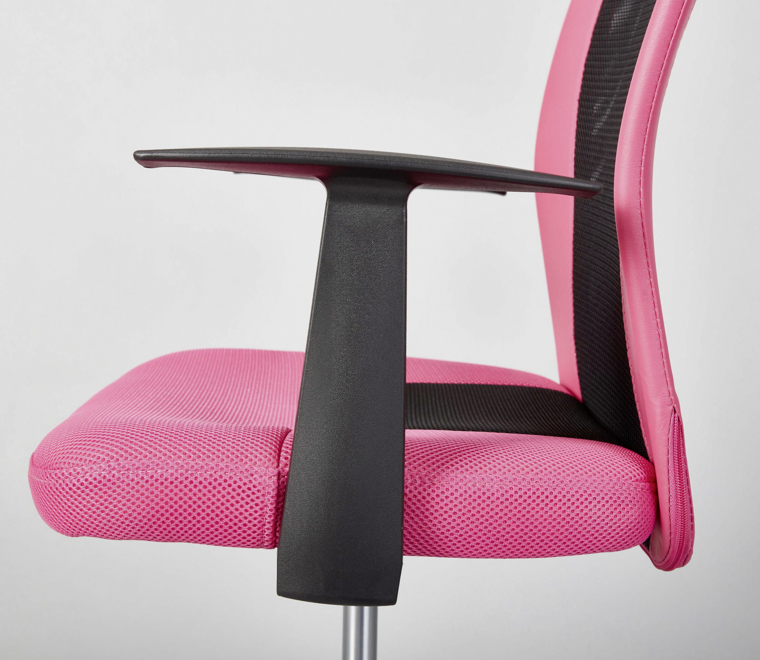 JUGENDDREHSTUHL Schwarz, Chromfarben, Pink  - Chromfarben/Pink, Basics, Kunststoff/Metall (55/85-95/54,50cm) - MID.YOU