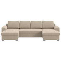 SJEDEĆA GARNITURA tekstil  smeđa   - smeđa/crna, Trend, tekstil/plastika (154/327/86cm) - MID.YOU