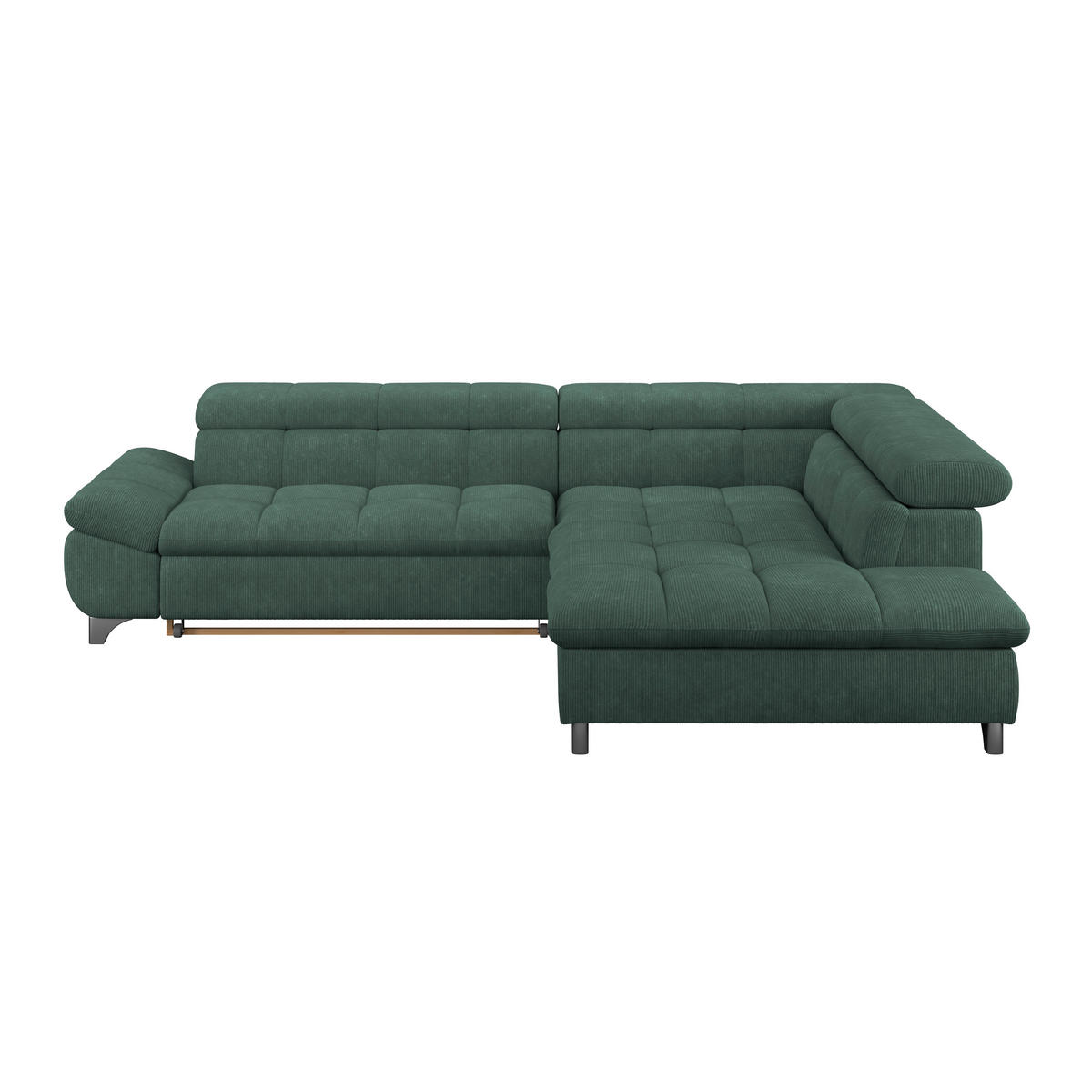 ECKSOFA Waldgrün Chenille  - Waldgrün/Chromfarben, KONVENTIONELL, Textil/Metall (312/234cm) - Livetastic