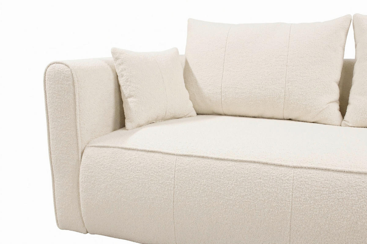 RÉCAMIERE HEVIA in Bouclé Creme  inkl.  - Creme/Schwarz, Design, Kunststoff/Textil (98/97/235cm) - MID.YOU
