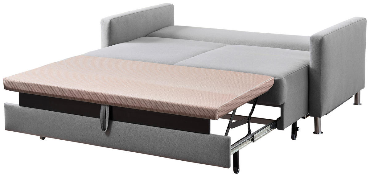 SCHLAFSOFA in Flachgewebe Hellgrau  - Chromfarben/Hellgrau, Design, Textil/Metall (140/90/95cm) - Bali