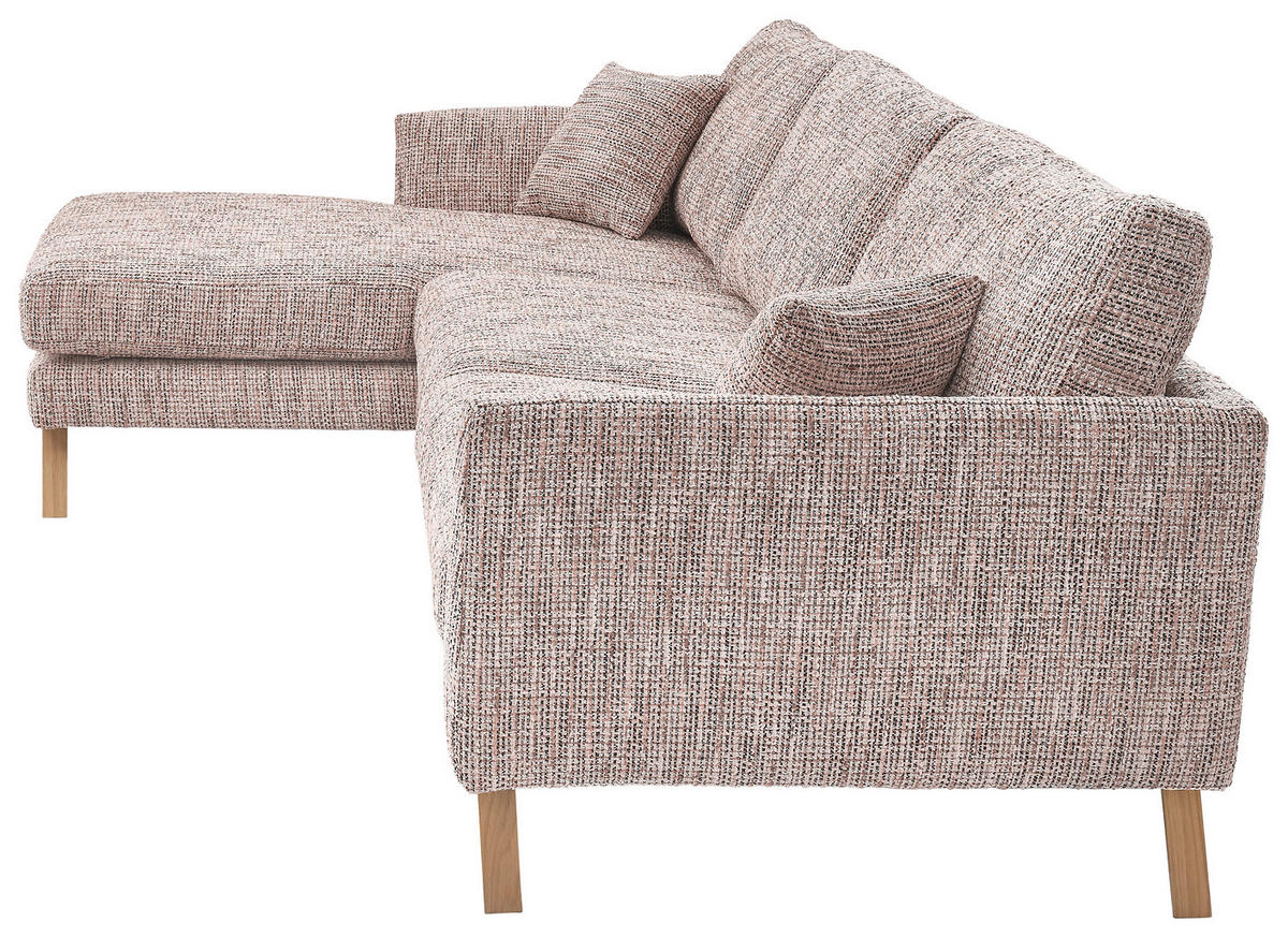 ECKSOFA Rosa Webstoff  - Eichefarben/Rosa, KONVENTIONELL, Holz/Textil (160/293cm) - SetOne by Musterring
