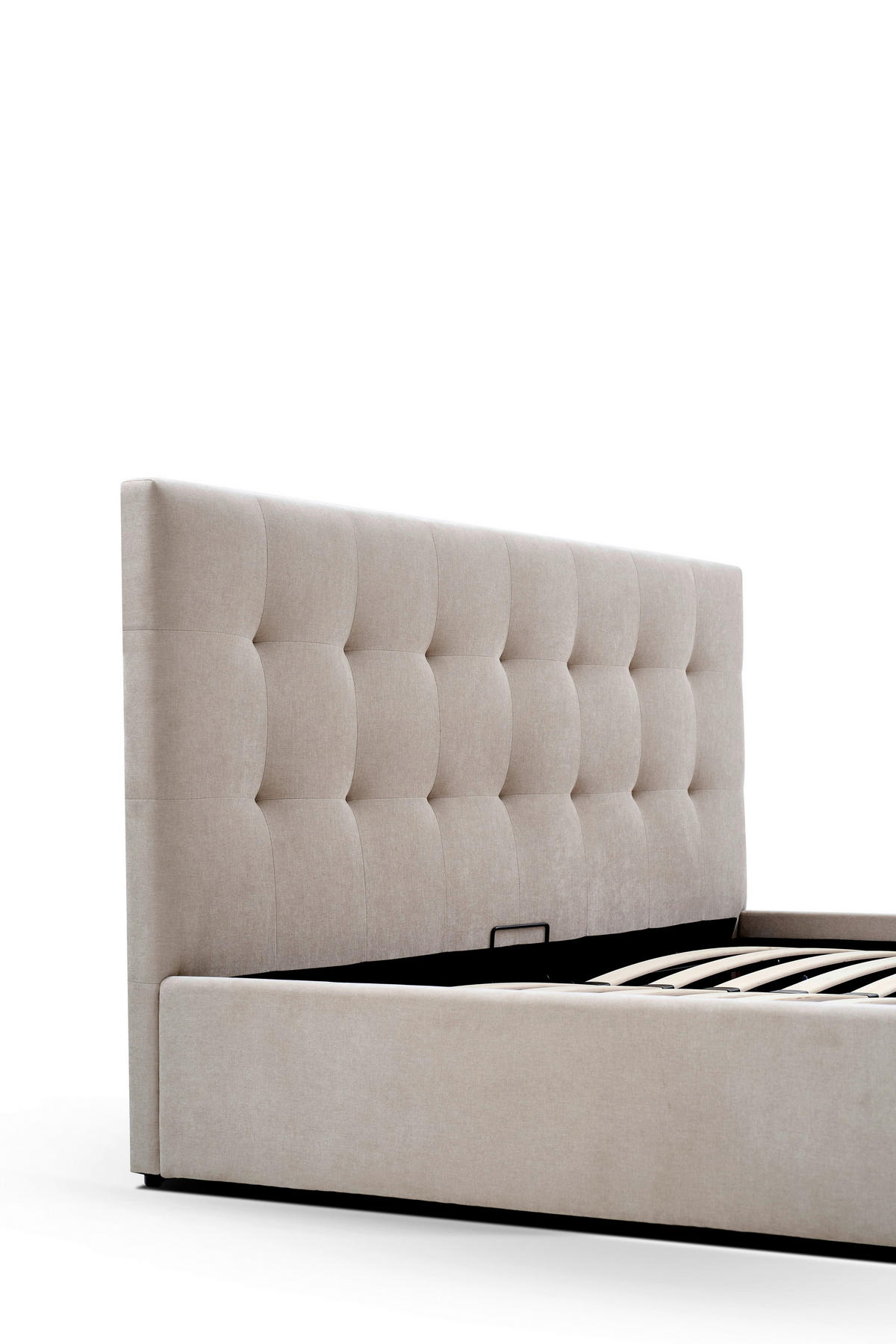 POLSTERBETT gepolstertes Kopfteil, Lattenrost, Bettkasten 180/200 cm  in Beige  - Beige/Schwarz, Design, Holz/Kunststoff (180/200cm) - Boxxx