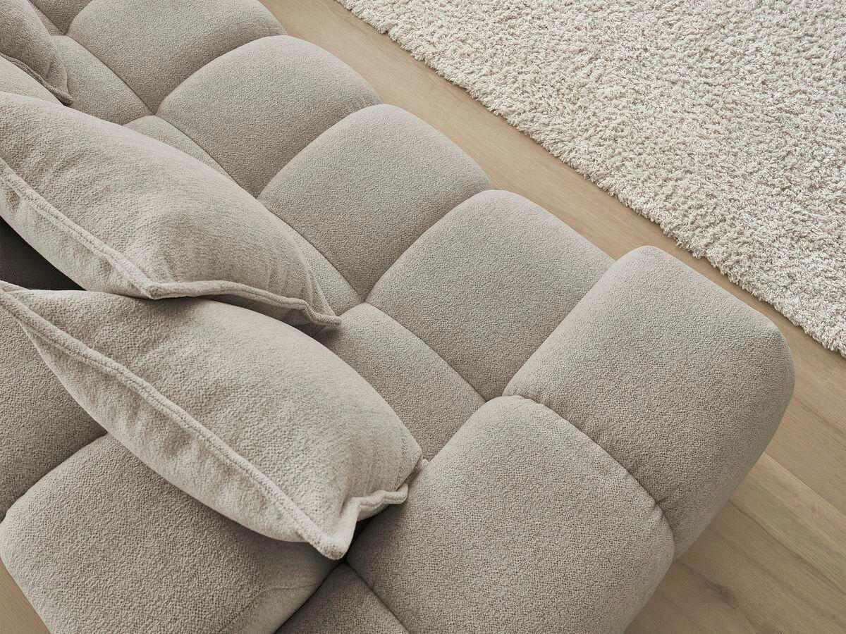 ECKSOFA Ottomane rechts  EVEREST Taupe Flachgewebe  - Taupe/Schwarz, MODERN, Kunststoff/Textil (352/210cm) - Livetastic