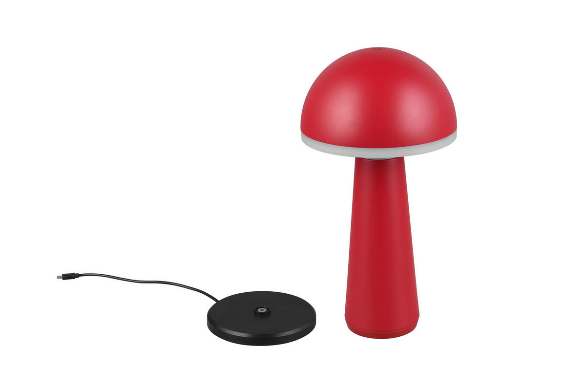 AKKU-TISCHLEUCHTE - Rot, Trend, Metall (16/31cm)