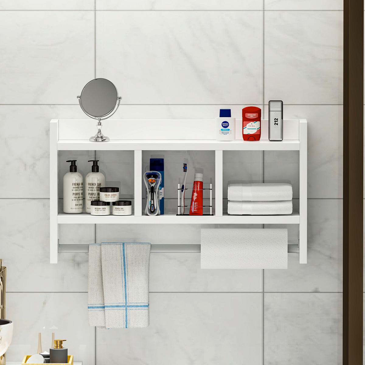 KÖKSHYLLA 64/35/15 cm  i vit  - vit, Design, trämaterial (64/35/15cm) - Livetastic