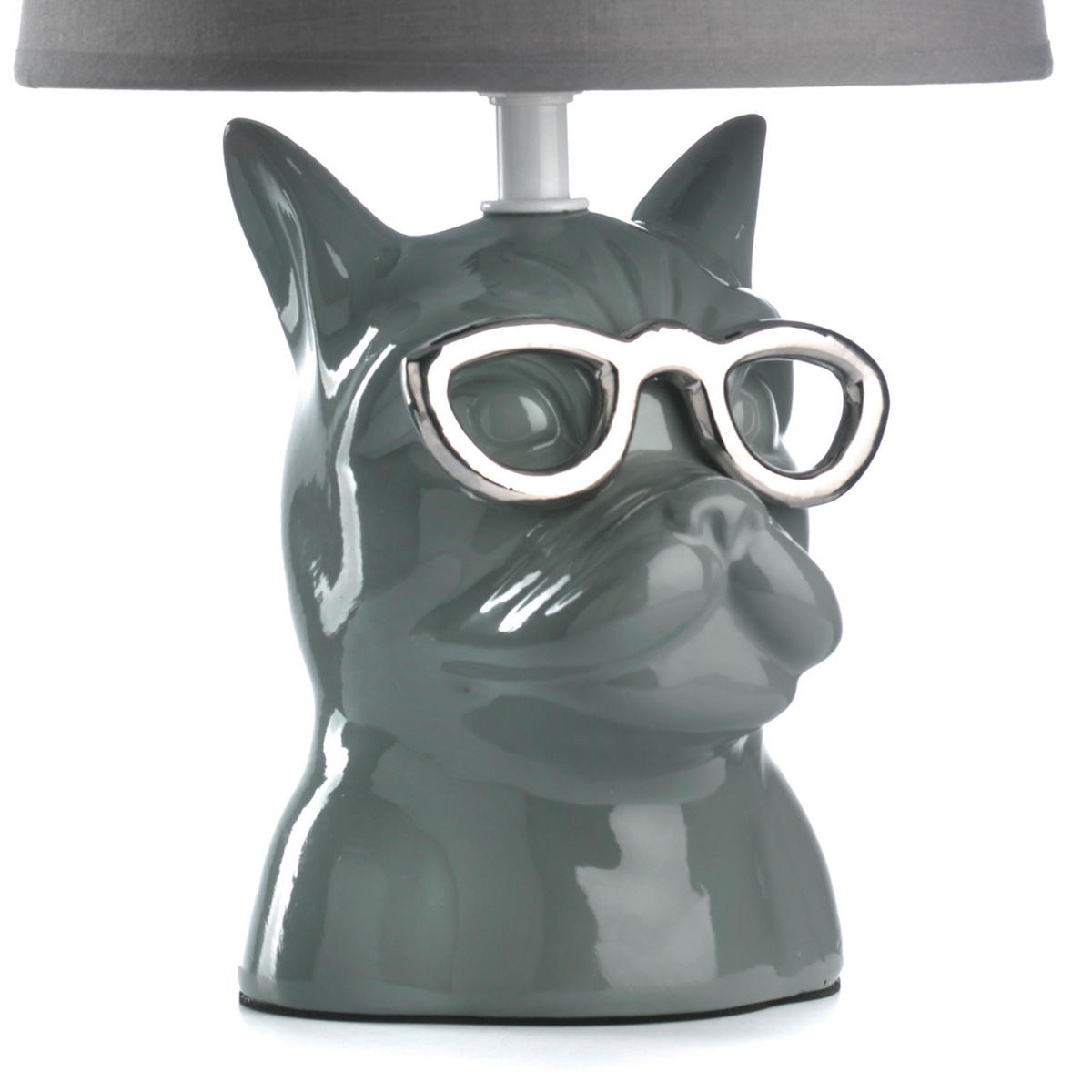 STOLNÍ LAMPA, E14, 18/29 cm  - šedá, Trend, textil/keramika (18/29cm)