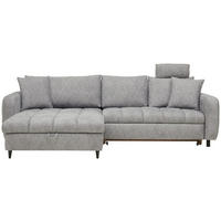ECKSOFA inkl. Funktionen Hellgrau Velours  - Hellgrau/Schwarz, MODERN, Holz/Textil (282/184cm) - Lomoco