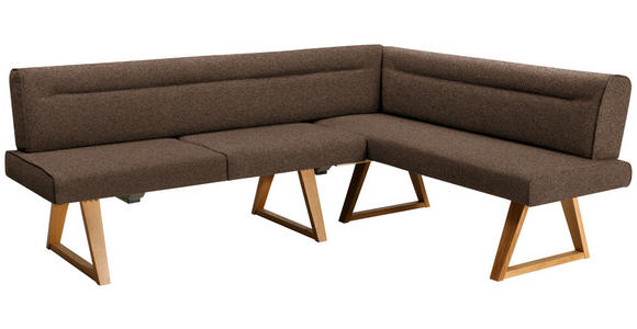 ECKBANK 230/170 cm Samt Braun, Eichefarben Wildeiche massiv   - Eichefarben/Braun, KONVENTIONELL, Holz/Textil (230/170cm) - Moderano