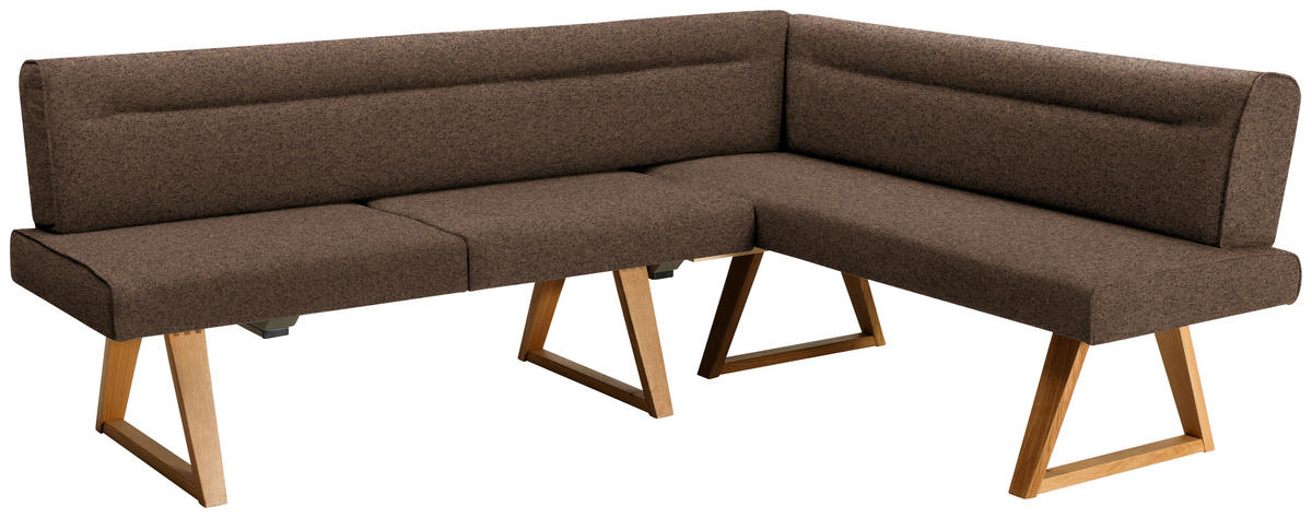 ECKBANK in Holz, Textil Braun, Eichefarben  - Eichefarben/Braun, Konventionell, Holz/Textil (230/170cm) - Moderano