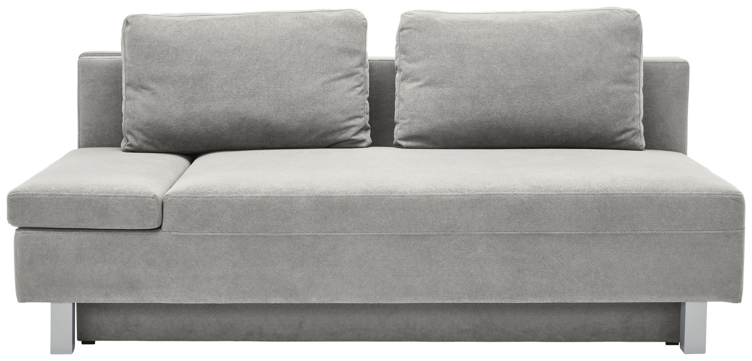 SCHLAFSOFA  mit Stoffauswahl, Schlafen auf Sitzhöhe, Armteil links Flachgewebe Hellgrau  - Chromfarben/Hellgrau, Design, Holz/Textil (205/77-93/99cm) - Novel
