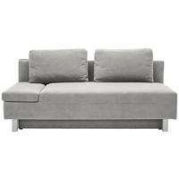 SCHLAFSOFA  mit Stoffauswahl, Schlafen auf Sitzhöhe, Armteil links Flachgewebe Hellgrau  - Chromfarben/Hellgrau, Design, Holz/Textil (205/77-93/99cm) - Novel
