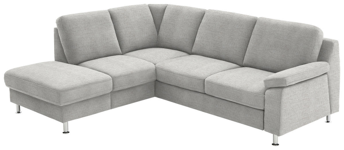ECKSOFA in Webstoff Creme  - Creme/Alufarben, Konventionell, Textil/Metall (200/241cm) - Beldomo System