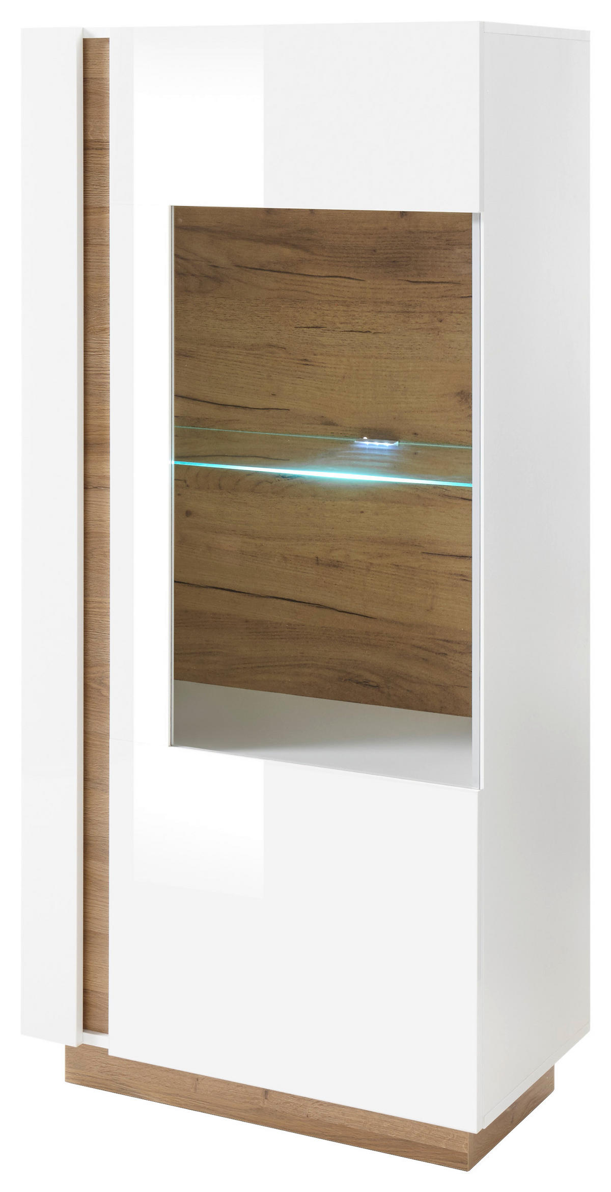 VITRINE in Weiß, Eichefarben  - Eichefarben/Weiß, Design, Glas/Holzwerkstoff (72/154/40cm) - MID.YOU