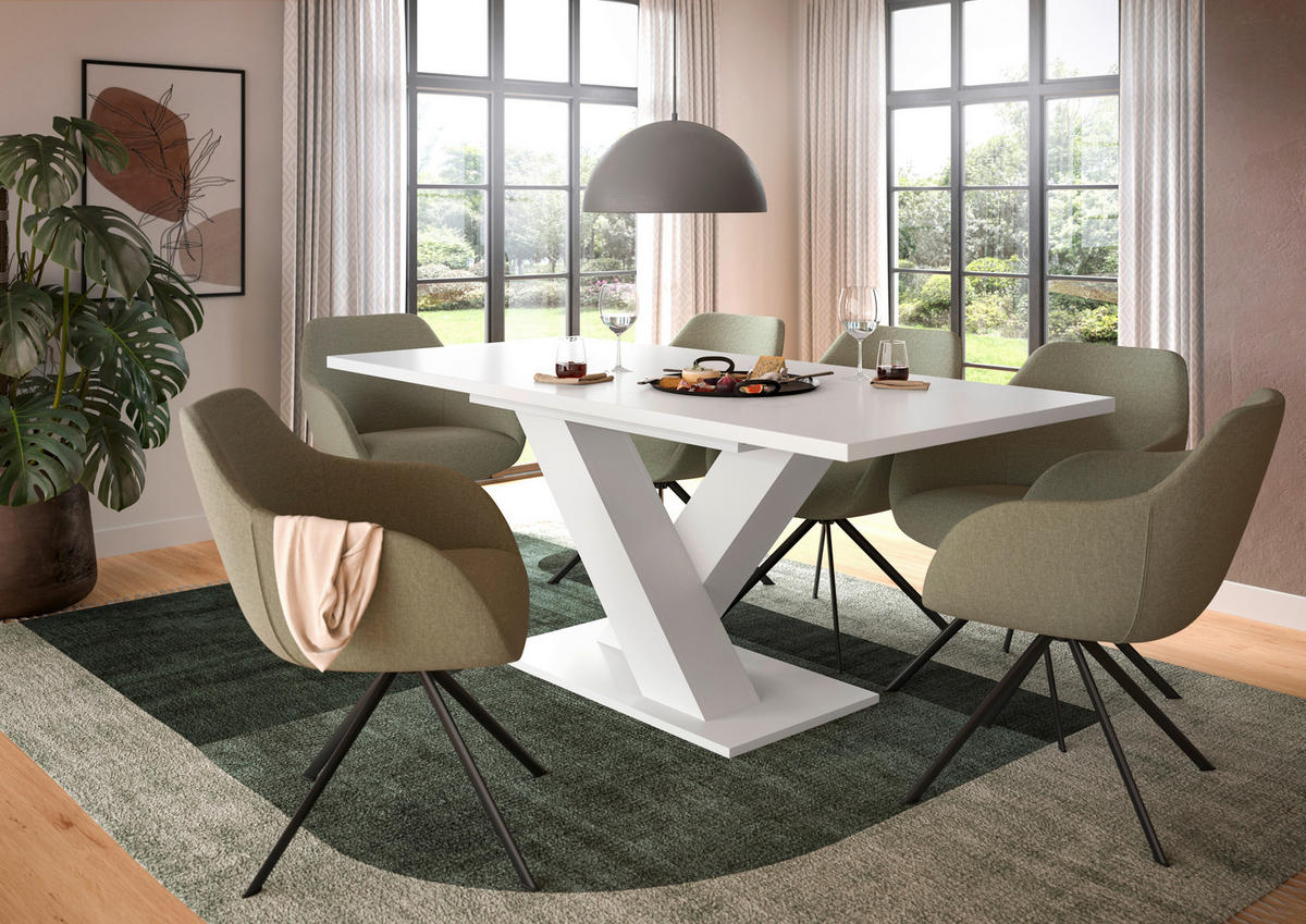 AUSZIEHTISCH Weiß rechteckig  ausziehbar  - Weiß, KONVENTIONELL, Holzwerkstoff (150-190/76/90cm)