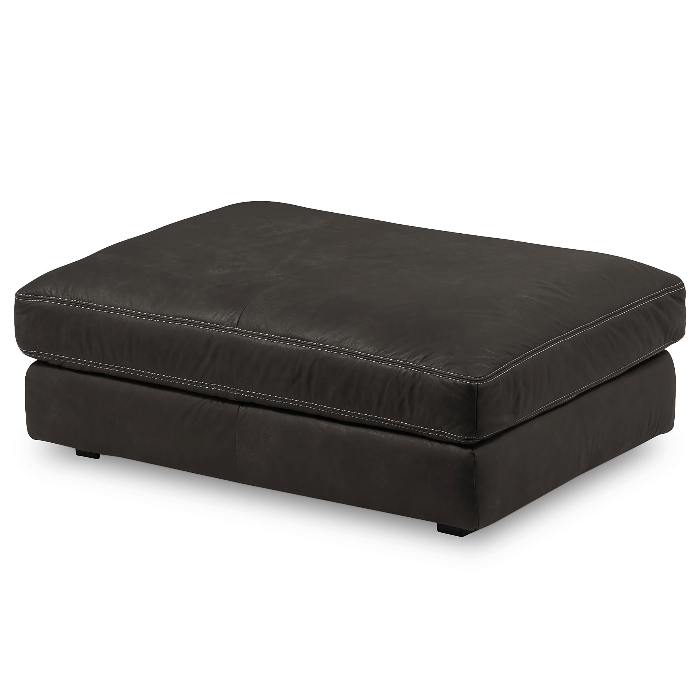 HOCKER in Leder Dunkelgrau  - Dunkelgrau/Beige, Design, Leder/Kunststoff (123/45/93cm) - Livetastic