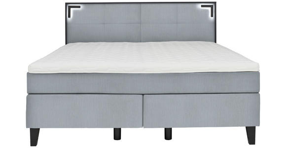 BOXSPRINGBETT 160/200 cm  in Pastellblau  - Pastellblau/Schwarz, Design, Holz/Textil (160/200cm) - Hom`in