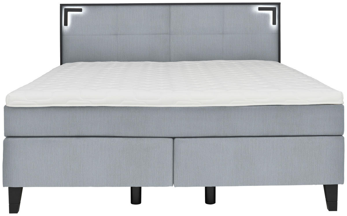 BOXSPRINGBETT 160/200 cm  in Pastellblau  - Pastellblau/Schwarz, Design, Holz/Textil (160/200cm) - Hom`in
