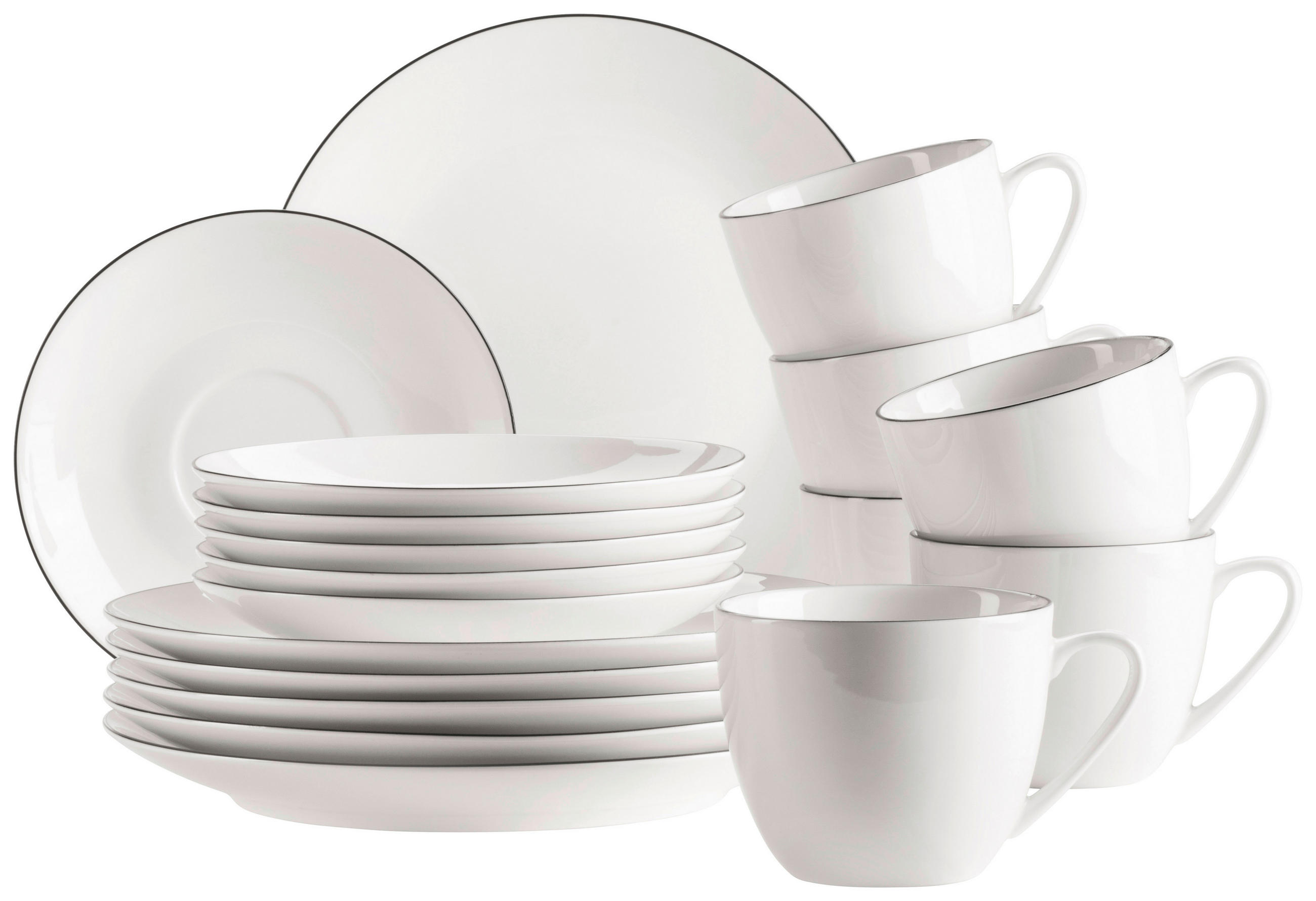 KAFFEESERVICE Schwarz, Weiß Felise 18-teilig  - Schwarz/Weiß, Trend, Keramik - Mäser