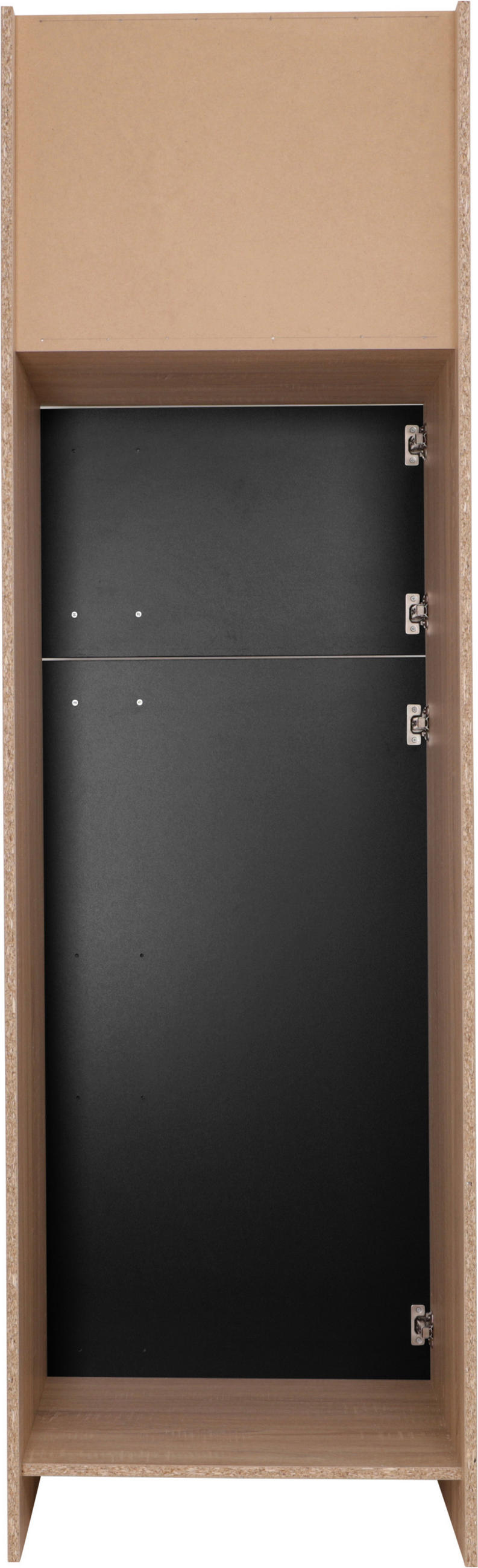 GERÄTEUMBAUSCHRANK 60/200/60 cm  in Schwarz, Eichefarben  - Eichefarben/Silberfarben, Basics, Holzwerkstoff/Metall (60/200/60cm) - Respekta