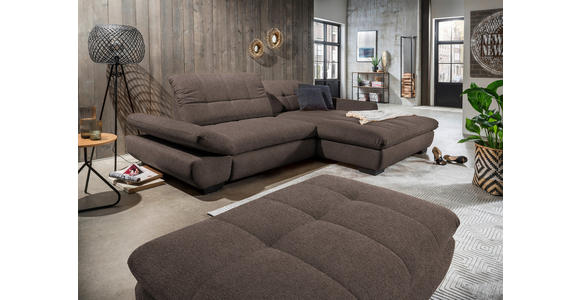 ECKSOFA in Mikrofaser Hellbraun  - Hellbraun/Schwarz, Design, Textil/Metall (290/198cm) - Xora