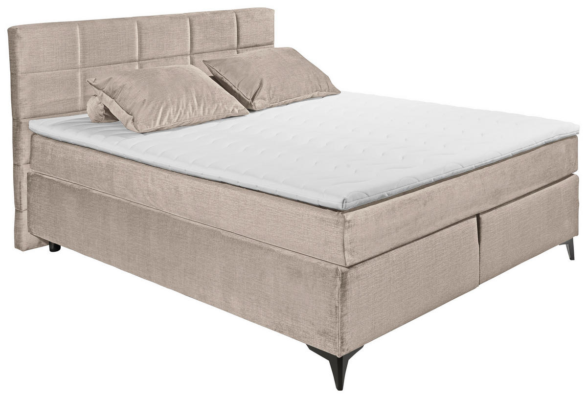 BOXSPRINGBETT 180/200 cm  in Creme  - Creme/Schwarz, Design, Holzwerkstoff/Kunststoff (180/200cm) - Xora