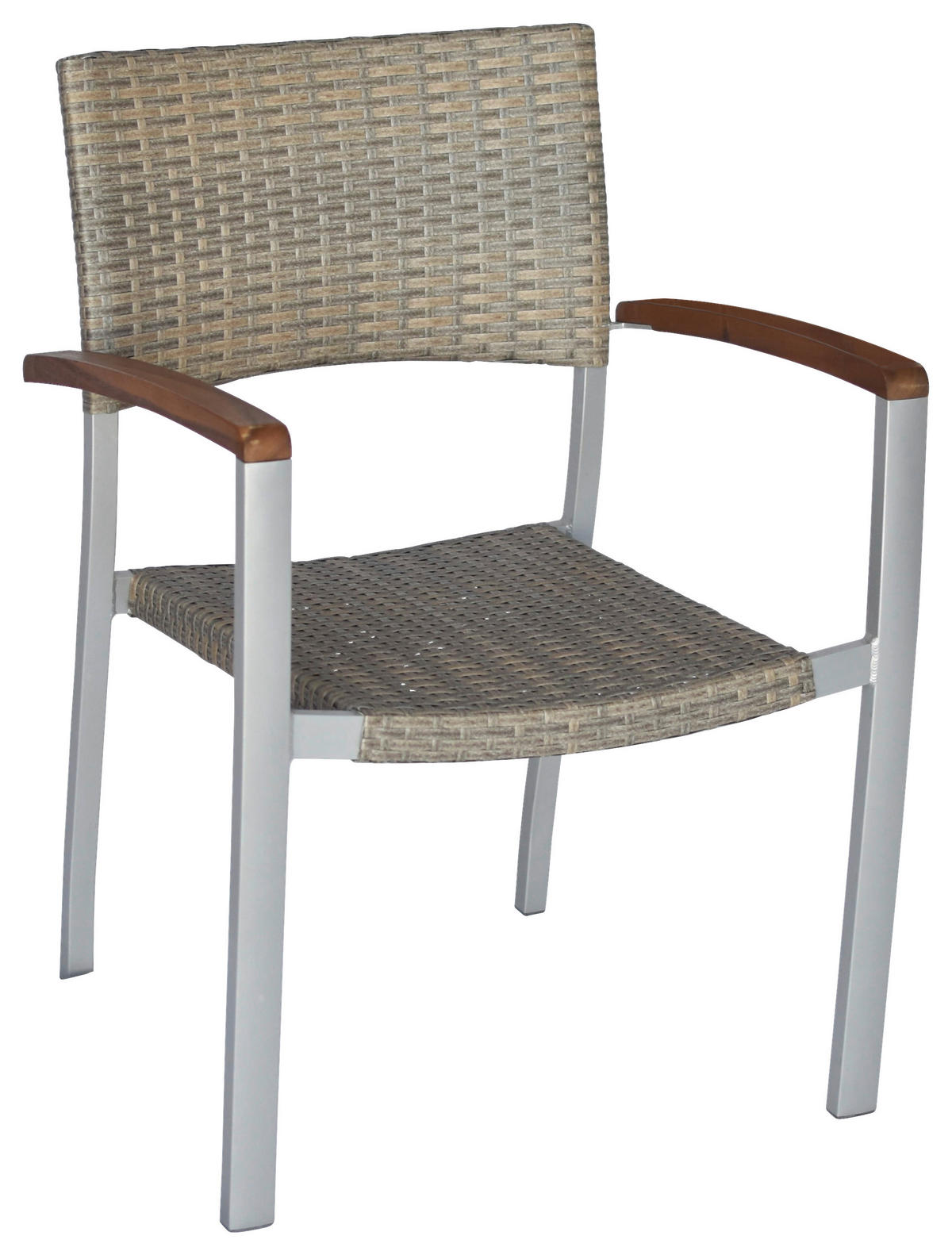 GARTENSESSEL-SET Akazie Aluminium Silberfarben, Akaziefarben, Beige  - Beige/Silberfarben, ROMANTIK / LANDHAUS, Holz/Kunststoff (60/85/55,5cm) - Gardenson