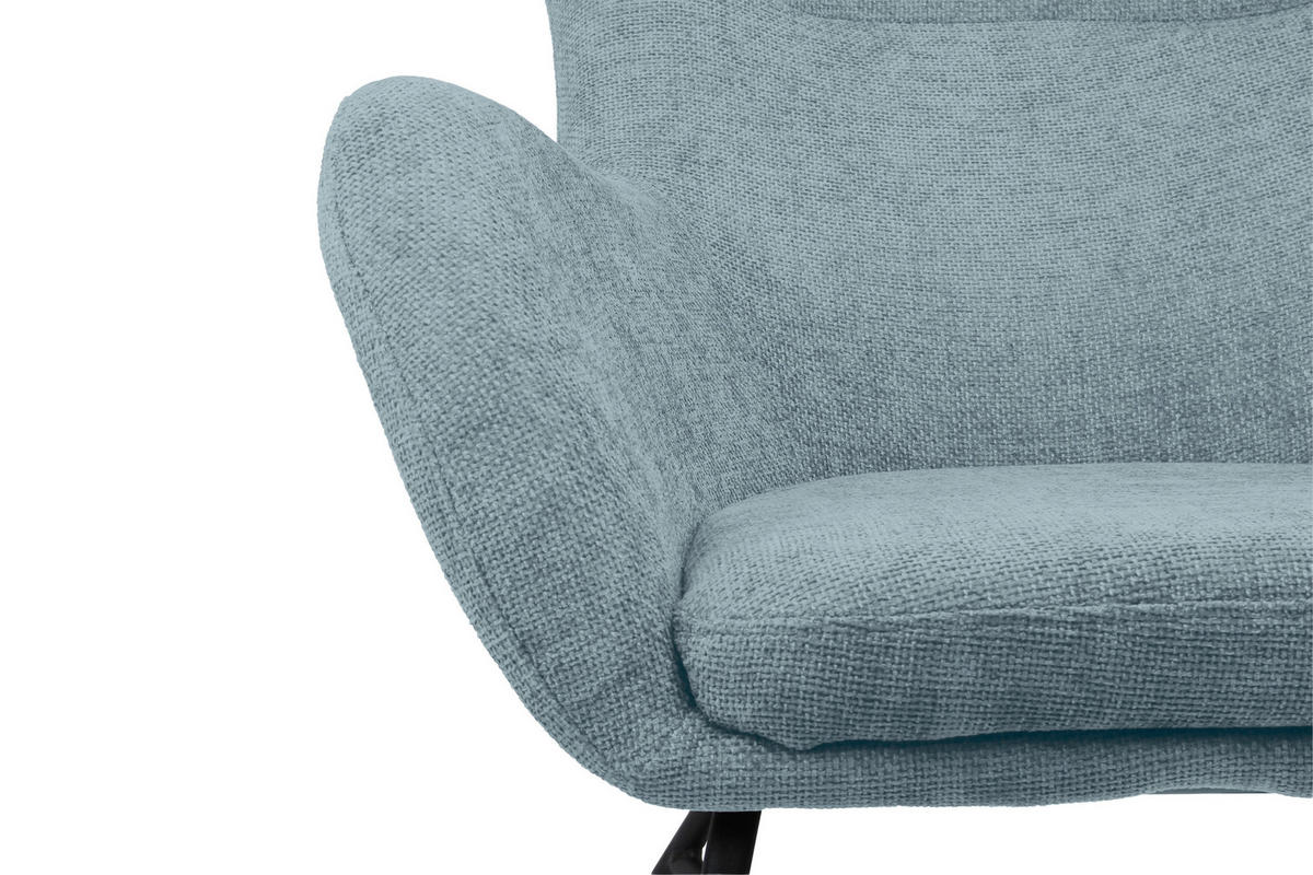 SESSEL in Bouclé Hellblau  - Schwarz/Hellblau, MODERN, Textil/Metall (77/106.5/84cm) - Livetastic