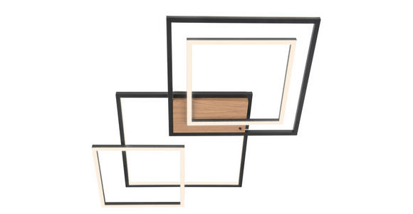 LED-DECKENLEUCHTE 67/58/6 cm - Walnussfarben/Schwarz, Design, Kunststoff/Metall (67/58/6cm) - Novel