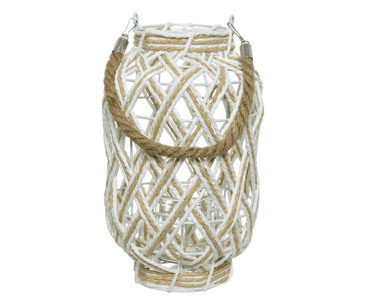 FELINAR - alb, Basics, sticlă/materiale naturale (18,00/18,00/30,00cm)
