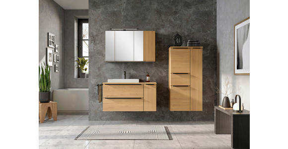 WASCHTISCHKOMBI 105 cm  - Wildeiche/Schwarz, KONVENTIONELL, Keramik/Holzwerkstoff (105cm) - Xora