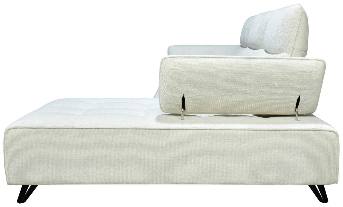ECKSOFA Creme Chenille  - Creme/Schwarz, Design, Kunststoff/Textil (314/162cm) - Livetastic