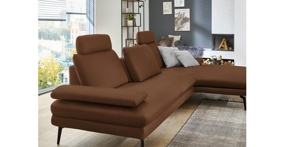 ECKSOFA in Echtleder Hellbraun  310/180 cm  - Hellbraun/Schwarz, Design, Leder/Metall (310/180cm) - Dieter Knoll