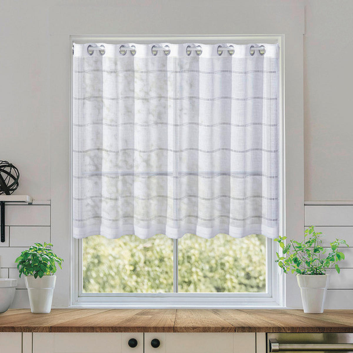 KURZGARDINE   140/75 cm   - Weiß, KONVENTIONELL, Textil (140/75cm)