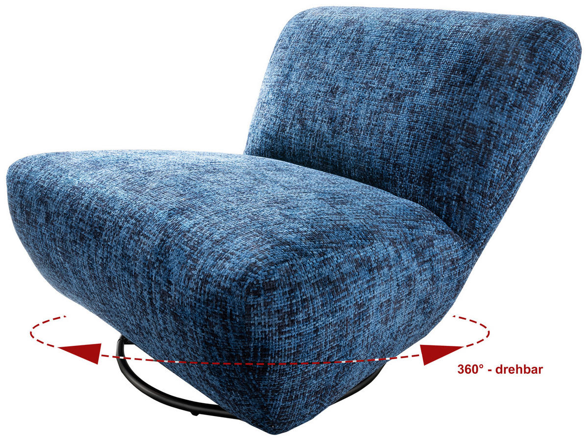 XXL-SESSEL in Struktur Blau  - Blau/Schwarz, Trend, Textil/Metall (95/77/94cm) - Livetastic