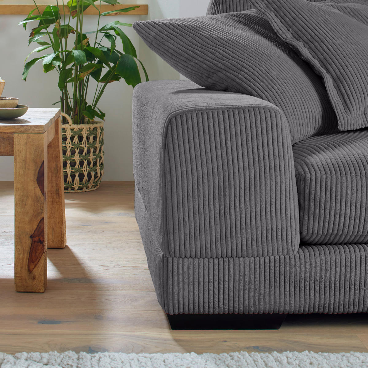 HÖRNSOFFA i manchester antracit  - svart/antracit, Romantik / Lanthus, trä/textil (280/190cm) - MID.YOU