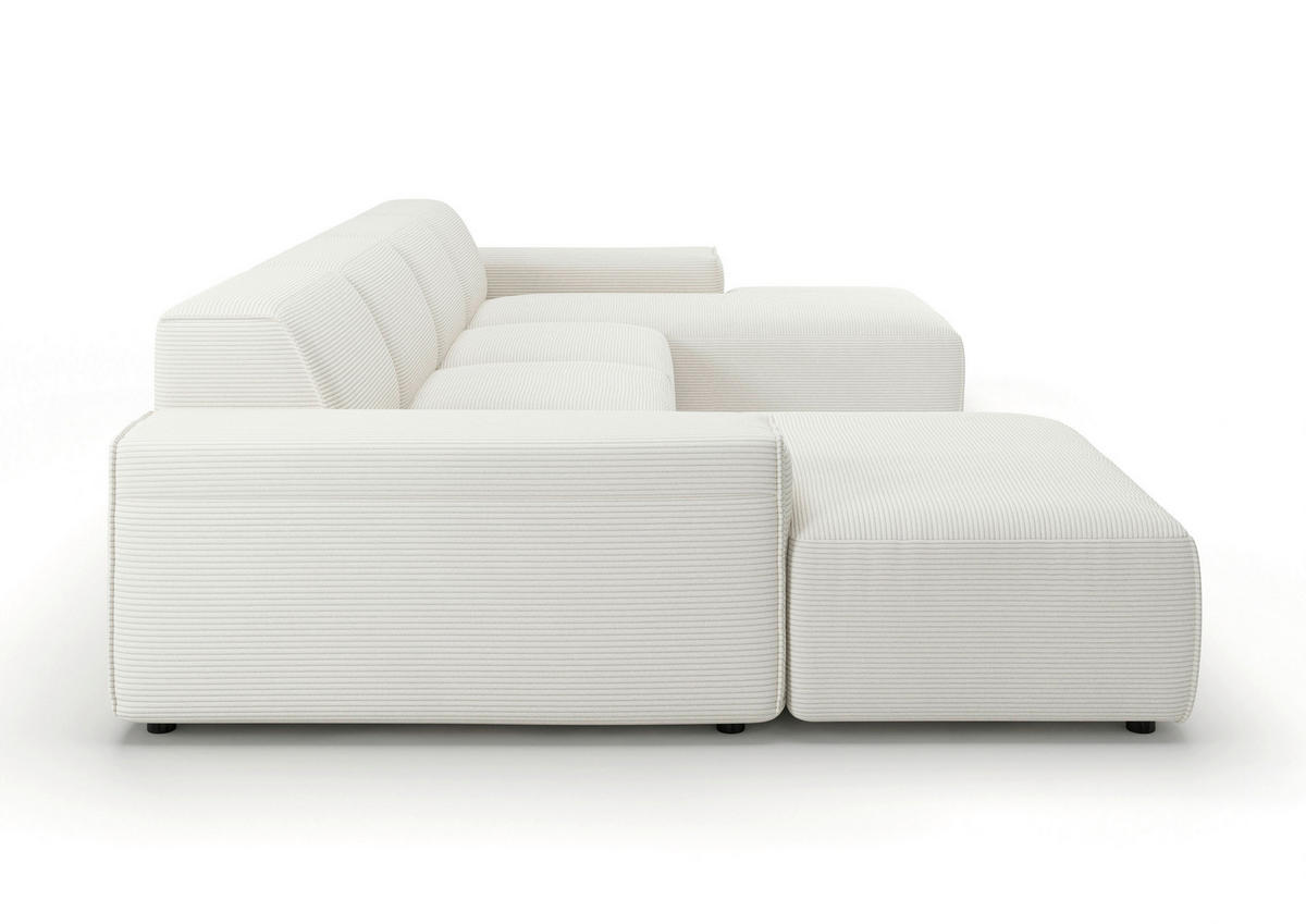 WOHNLANDSCHAFT Weiß Cord  - Schwarz/Weiß, MODERN, Kunststoff/Textil (189/340/189cm) - Pure Home Lifestyle