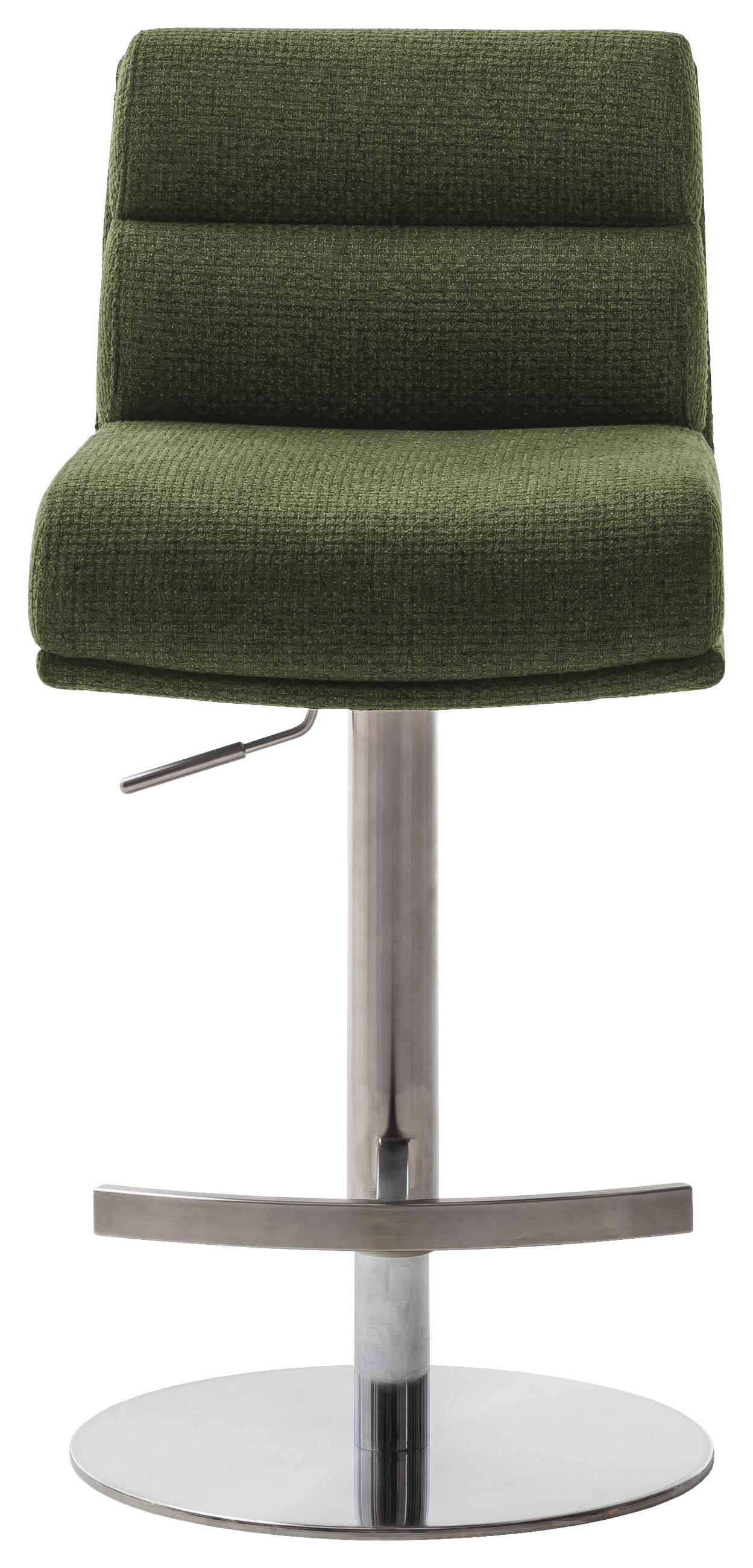 BARHOCKER in Metall, Textil Edelstahlfarben, Olivgrün  - Edelstahlfarben/Olivgrün, Design, Textil/Metall (43/84/52cm) - Dieter Knoll