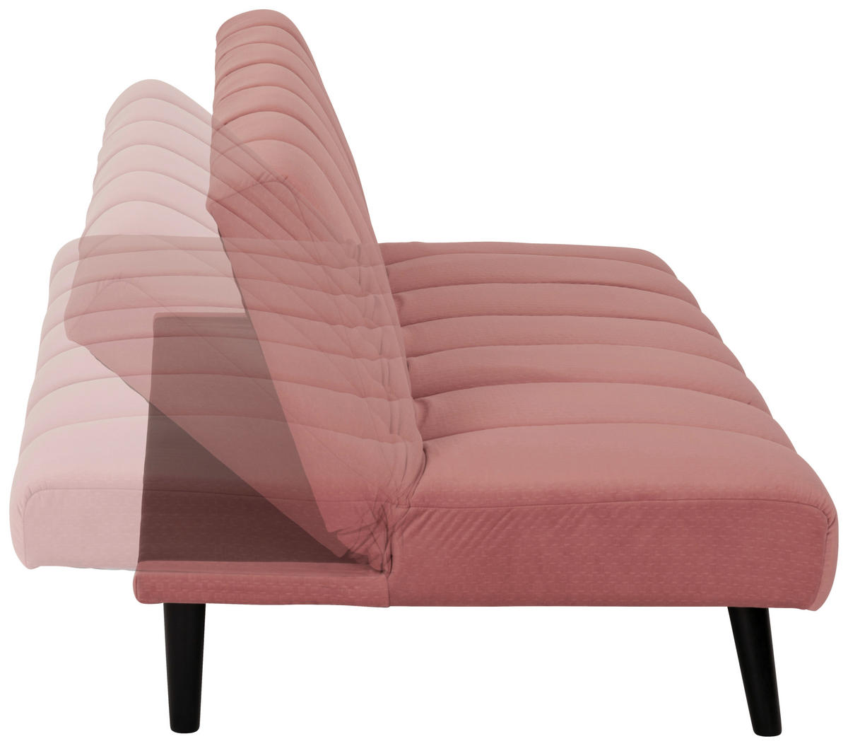 JUGEND- UND KINDERSOFA Flanell Altrosa  - Schwarz/Altrosa, MODERN, Holz/Textil (180/81/93cm) - P & B