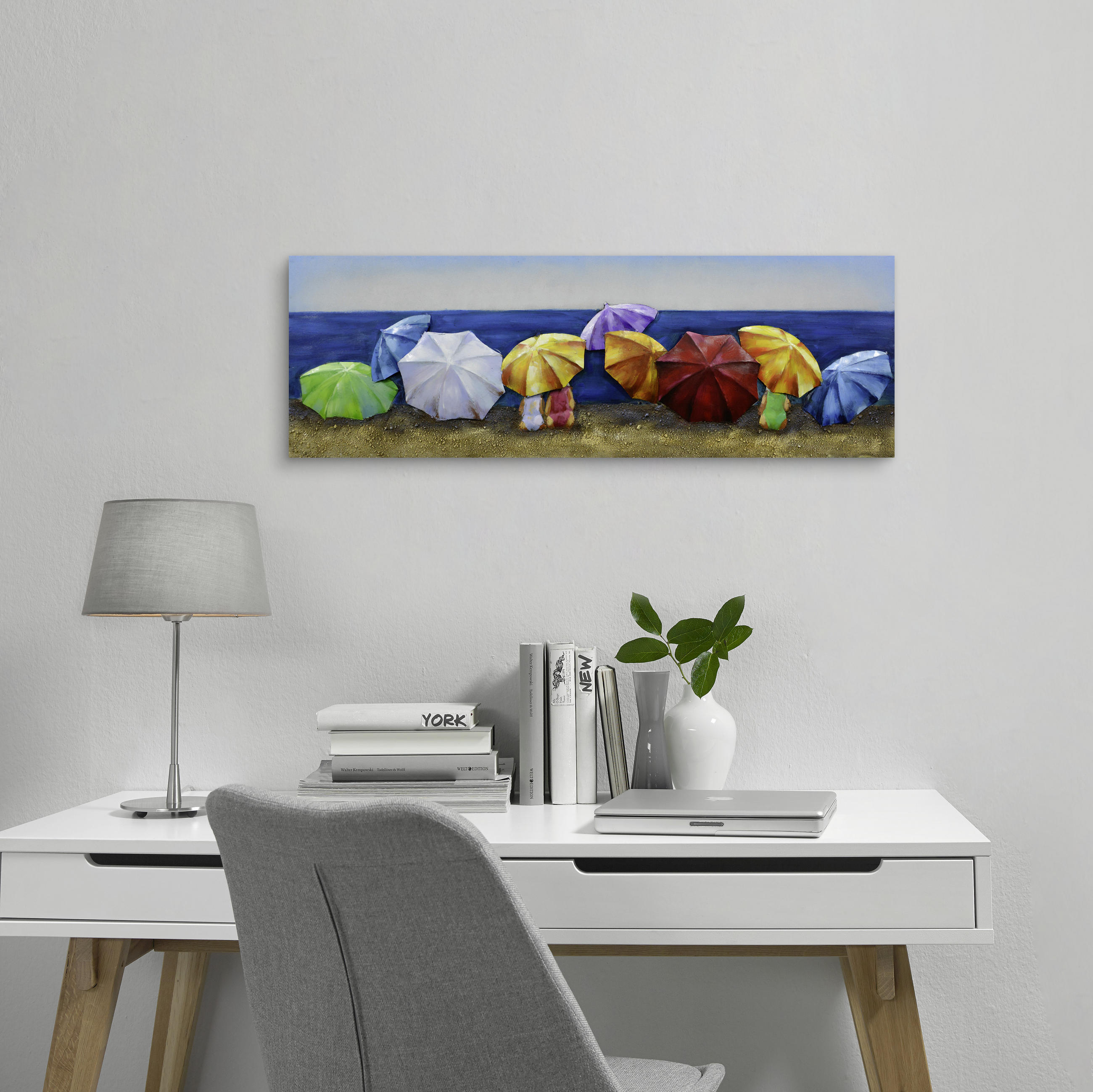 METALLBILD Strand & Meer 90/30 cm  - Blau/Gelb, Trend, Metall (90/30cm) - Monee