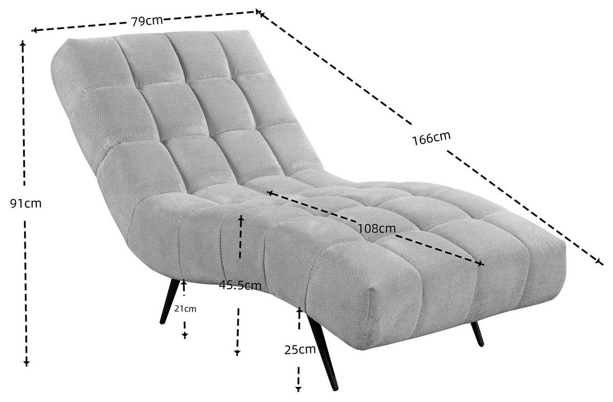 RELAXLIEGE SERIO Chenille Creme  - Creme/Schwarz, Design, Textil/Metall (79/88/165cm) - MID.YOU