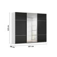 SCHWEBETÜRENSCHRANK 301/223/68 cm 3-türig Grau, Schwarz  - Chromfarben/Schwarz, KONVENTIONELL, Glas/Holzwerkstoff (301/223/68cm) - Novel