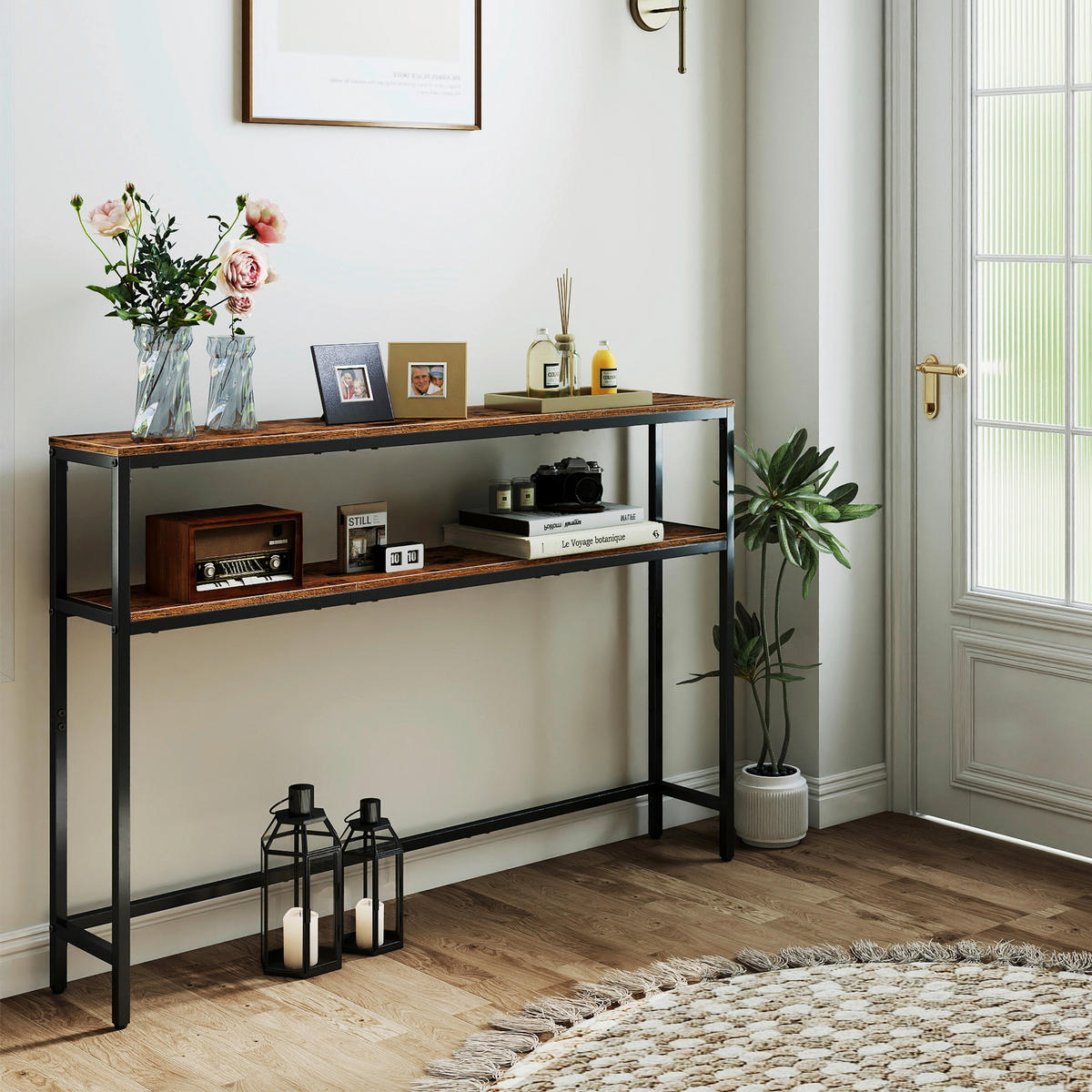 KONSOLENTISCH Schwarz, Dunkelbraun  - Dunkelbraun/Schwarz, Trend, Holzwerkstoff/Metall (120/20/80cm) - Boxxx