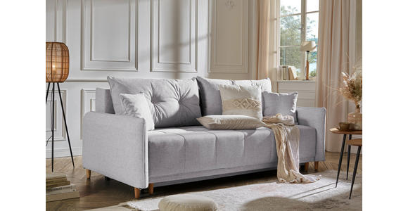 SCHLAFSOFA Webstoff Hellgrau - Eichefarben/Hellgrau, Design, Holz/Textil (227/98/113cm) - Carryhome
