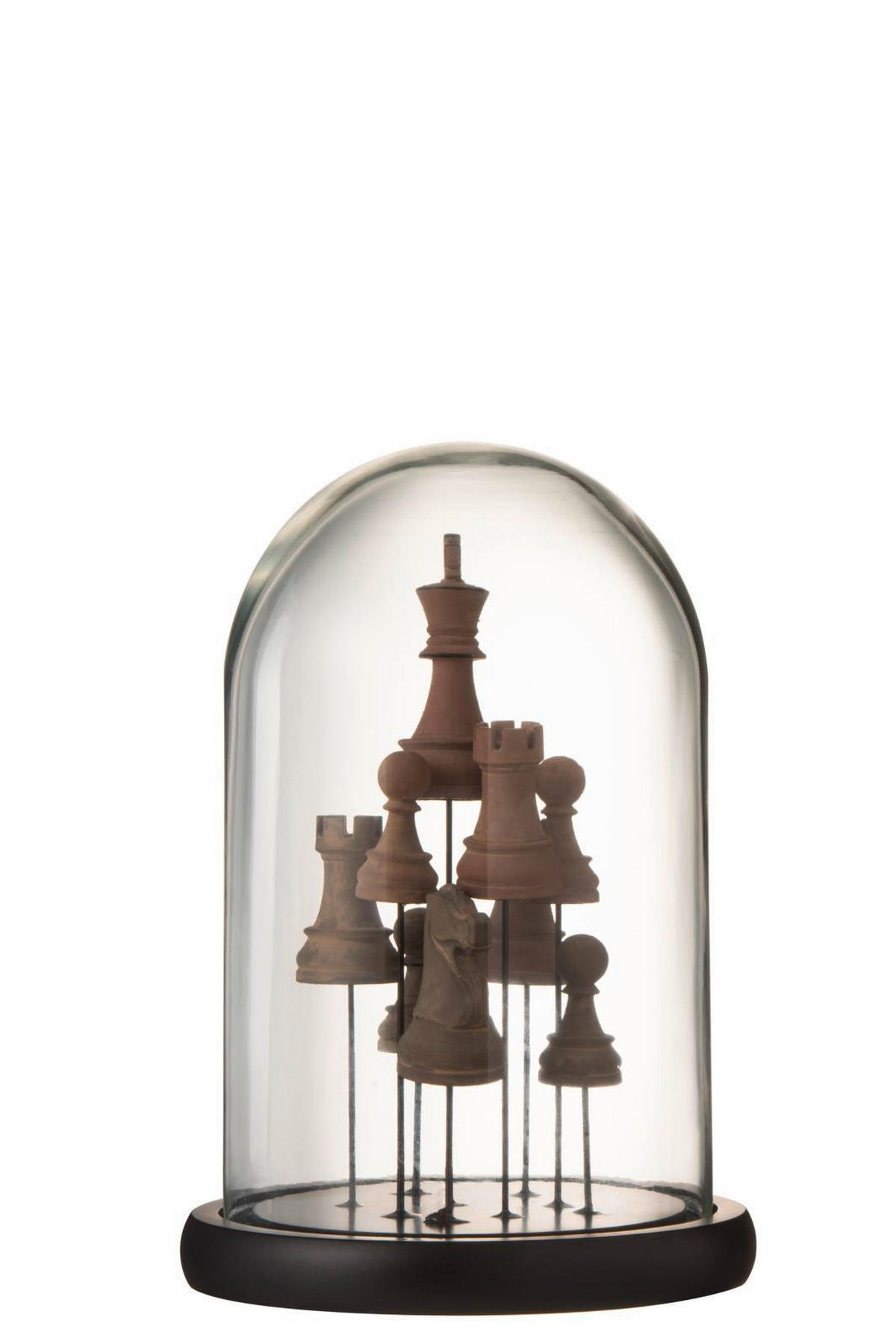 DEKOGLOCKE - Dunkelbraun, Natur, Glas/Holzwerkstoff (17,5/17,5/26cm) - Ambia Home